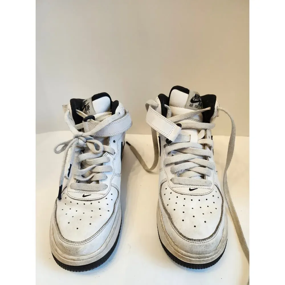 Nike Air Force 1 Mid‎ LE GS Youth Size 6.5 White Black Sneakers DH2933-103